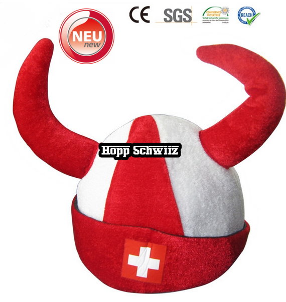  Hopp Schwiiz Fan Hrner Fanhut Hut Mtze Kappe WM Fussball WM EM Teufel Public Viewing Stadion Euro 2024 Eishockey WM Support CH Kleidung & Accessoires