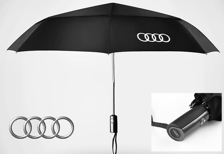 Audi Fan Regenschirm Taschenschirm Regen Schwarz Sport & Outdoor