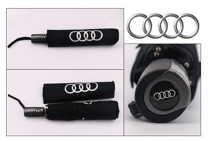 Audi Fan Regenschirm Taschenschirm Regen Schwarz Sport & Outdoor 2