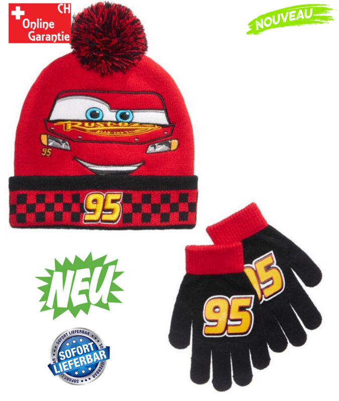 Disney Cars Lightning McQueen 95 Winter Mtze Beanie Cap und Handschuhe Junge Kind Kinder Fanartikel Sport & Outdoor