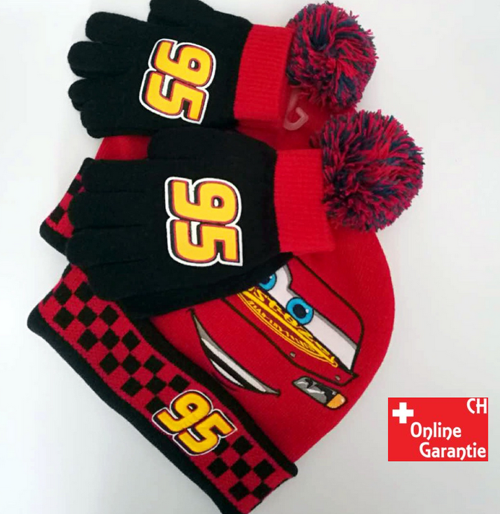 Disney Cars Lightning McQueen 95 Winter Mtze Beanie Cap und Handschuhe Junge Kind Kinder Fanartikel Sport & Outdoor 2