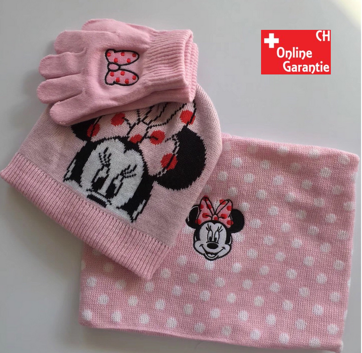 Disney Minnie Maus Minnie Mouse Mtze Cap Beanie Handschuhe Handschuhen Schal Winter Kleidung Set Winterset Kind Mdchen Girl Pink Rosa Baby & Kind