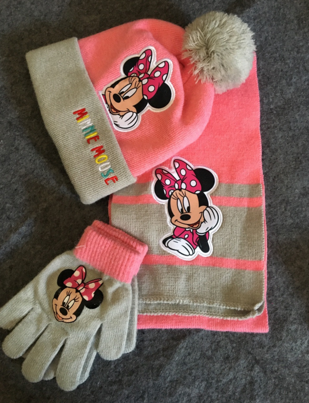 Disney Minnie Mouse Minnie Maus Bommel Mtze Schal Handschuhe 3-teilig Winter Set Kleidung Mdchen Bommelmtze Fan Accessoire Baby & Kind