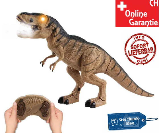 Elektronischer RC Ferngesteuerter Dinosaurier T-Rex Gehfunktion, Sound LED Dampf Effekte inkl. Fernsteuerung Dino Spielzeug Urzeit Tyrannosaurus Rex Geschenk Kind Kinder Junge Weihnachten Geburtstag Baby & Kind