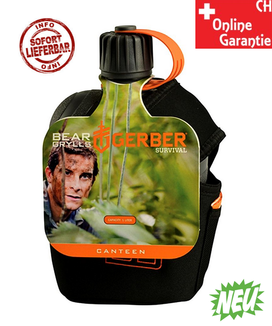 Gerber Bear Grylls Feldflasche Canteen Trink Flasche mit Kochgefäss Militärfeldflasche Militär Outdoor Camping Reisen Survival bekannt aus dem TV Sport & Outdoor