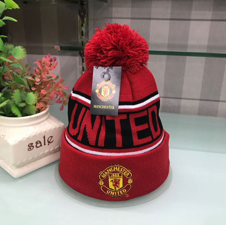 Manchester United Cap Wintermütze Mütze Kappe Bommelmütze Beanie Manu Fan Fussball Zubehör Accessoire Fansho Kleidung & Accessoires