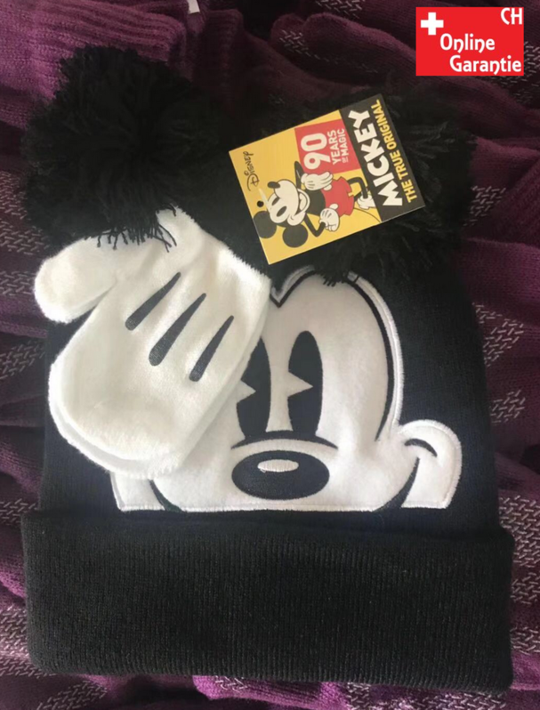 Micky Maus Wintermütze und Handschuhe für Kinder, 2-teiliges Set für den Winter, Disney Mickey Mouse Baby & Kind