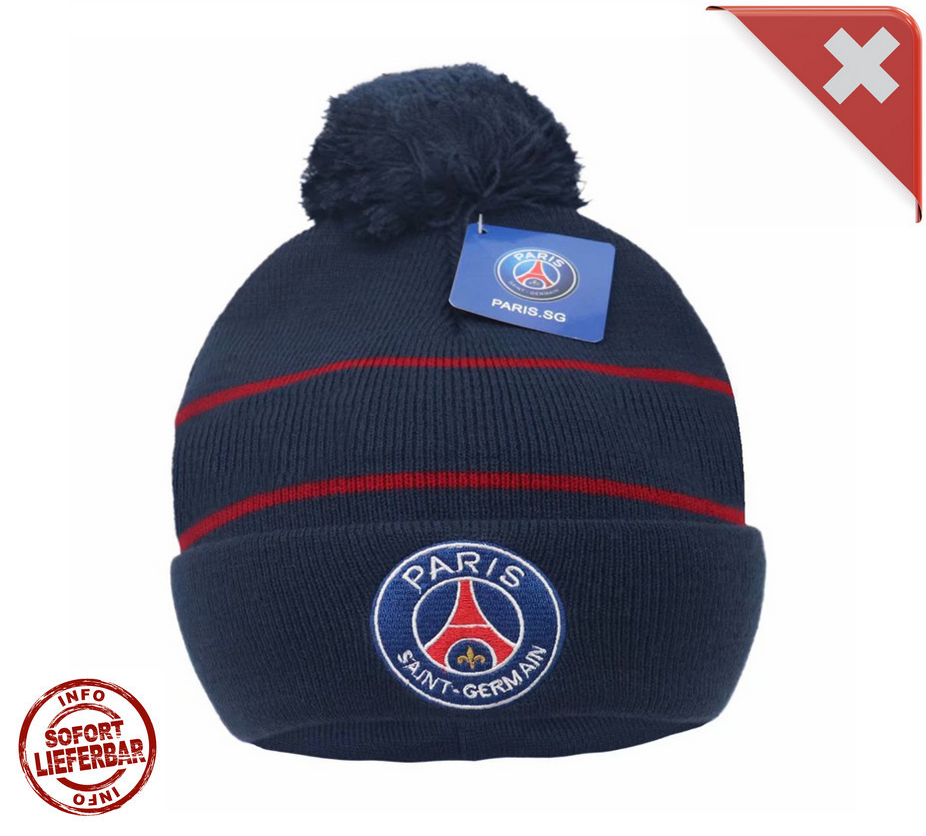 Paris St. Germain Mütze PSG Beanie Fan Mütze Fussball Fanartikel Frankreich Accessoire Kleidung Zubehör kältere Tage 