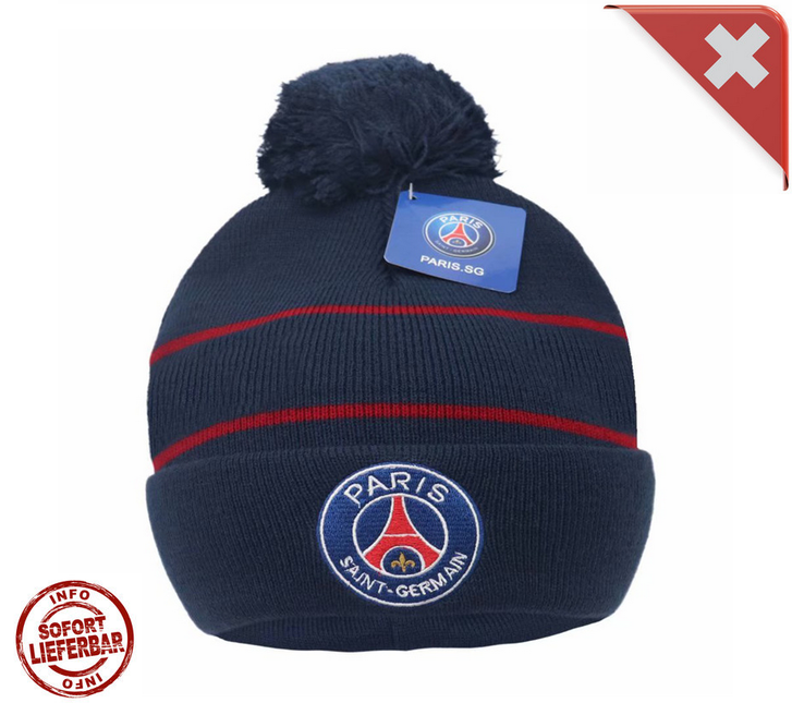 Paris St. Germain Mtze PSG Beanie Fan Mtze Fussball Fanartikel Frankreich Accessoire Kleidung Zubehr kltere Tage 