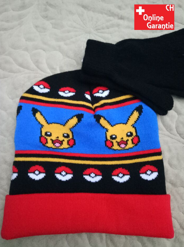 Pokmon Pikachu Winter Kleidung Mtze Beanie Kappe Paar Handschuhe Kind Kinder Fan Baby & Kind