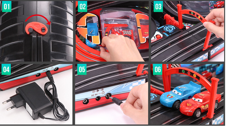 Portable Rennbahn im Koffer Car Cars Racing Auto Rennstrecke Geschenk Kinder Junge Koffer Reifen Geschenk Kinderspielzeug Weihnachten Geburtstag Spielzeuge & Basteln 2