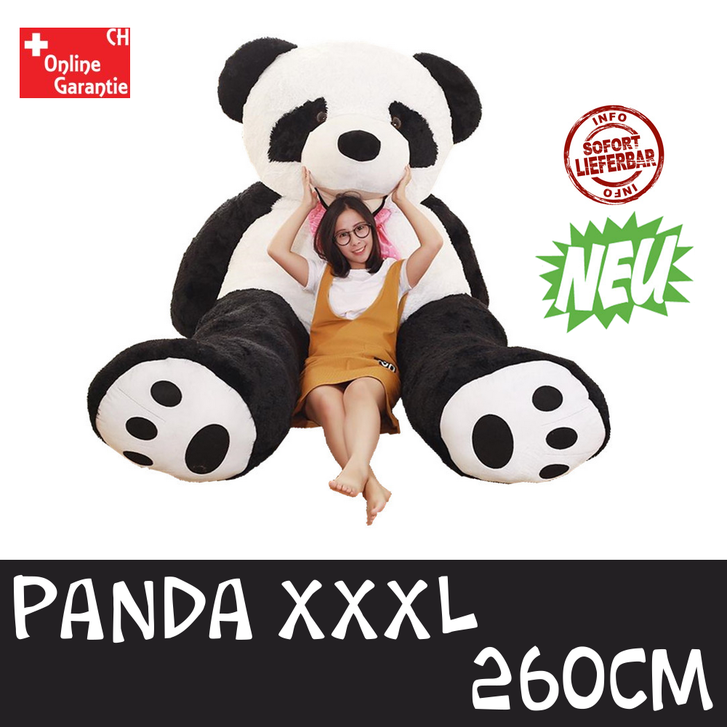 Riesen Panda XXL Br Pandabr Schwarz Weiss Geschenk XXXL 2.6m 260cm Schweiz Online Garantie Versand Abholbereit Frau Freundin Kind Kinder Valentinstag Geburtstag Weihnachten Baby & Kind