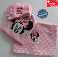 Disney Minnie Maus Minnie Mouse Winter Kleidung Mütze Beanie Schal Handschuhe Fan Set Mädchen Pink Rosa