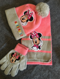 Disney Minnie Mouse Minnie Maus Bommel Mütze Schal Handschuhe 3-teilig Winter Set Kleidung Mädchen Bommelmütze Fan Accessoire