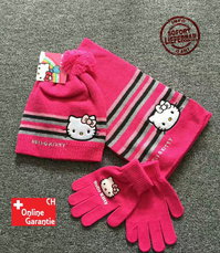 Hello Kitty Hellokitty Cap Mütze Handschuhe Handschuhen und Schal Mädchen Girl Winter Set Winterset Fan Pink Rosa Geschenk