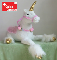 Riesen Einhorn Unicorn Plüsch XXL Plüschtier liegend 110cm 2 Farben Pink Weiss Pferd Horn Geschenk Mädchen